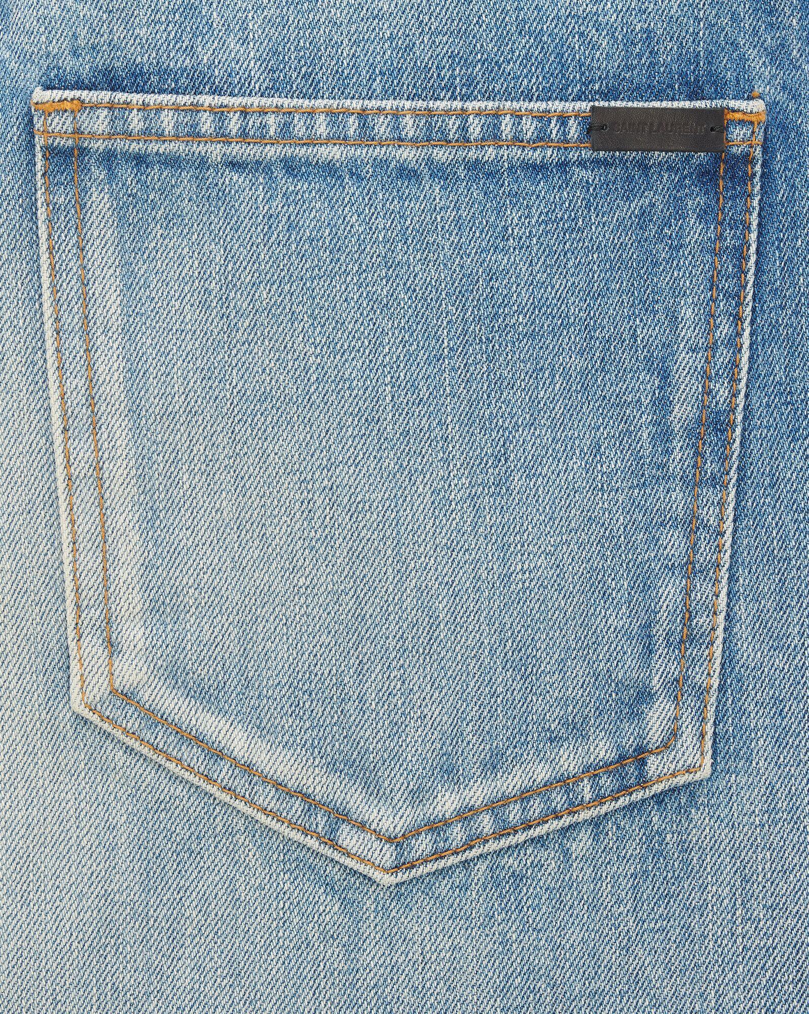SAINT LAURENT V-WAIST LONG BAGGY JEANS IN VINTAGE BLUE DENIM 