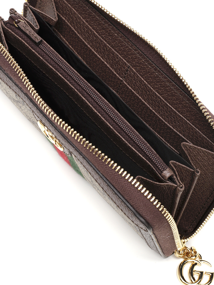 Shop Gucci Ophidia Zip Around Wallet In Black