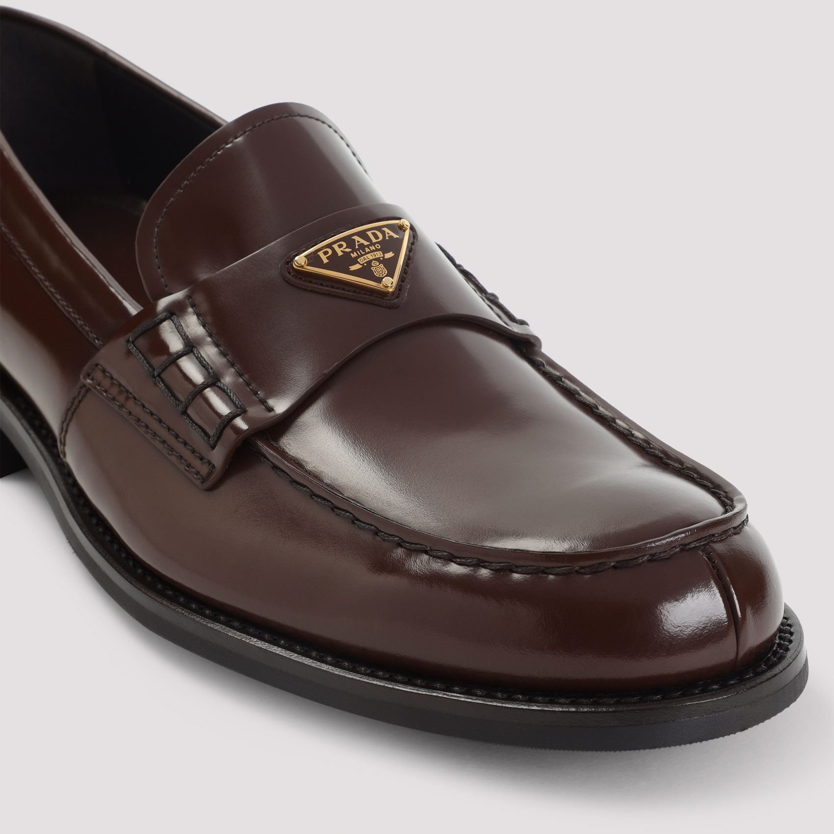 Prada Brushed Calf Leather Lace-up Loafers