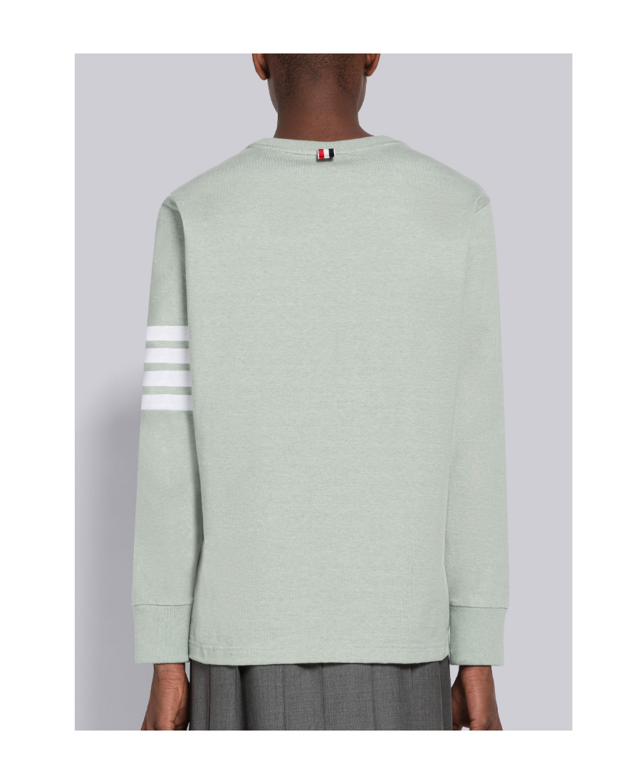 Shop Thom Browne 4-bar Crew-neck Sweatshirt In White