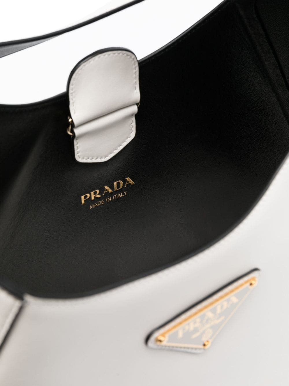 Prada White Leather Shoulder Bag In White