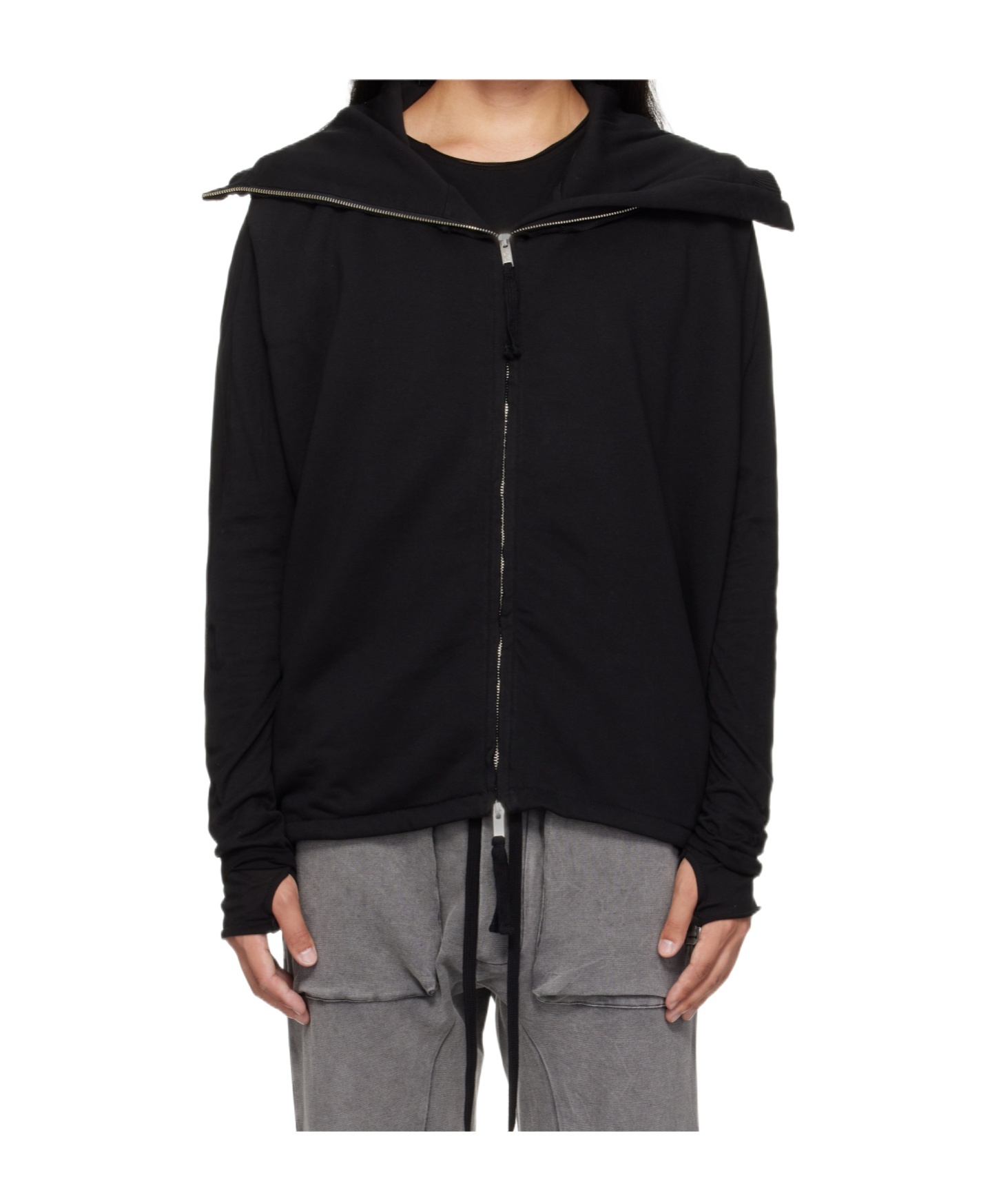 Thom Krom Cotton-blend Fleece Hoodie In Black