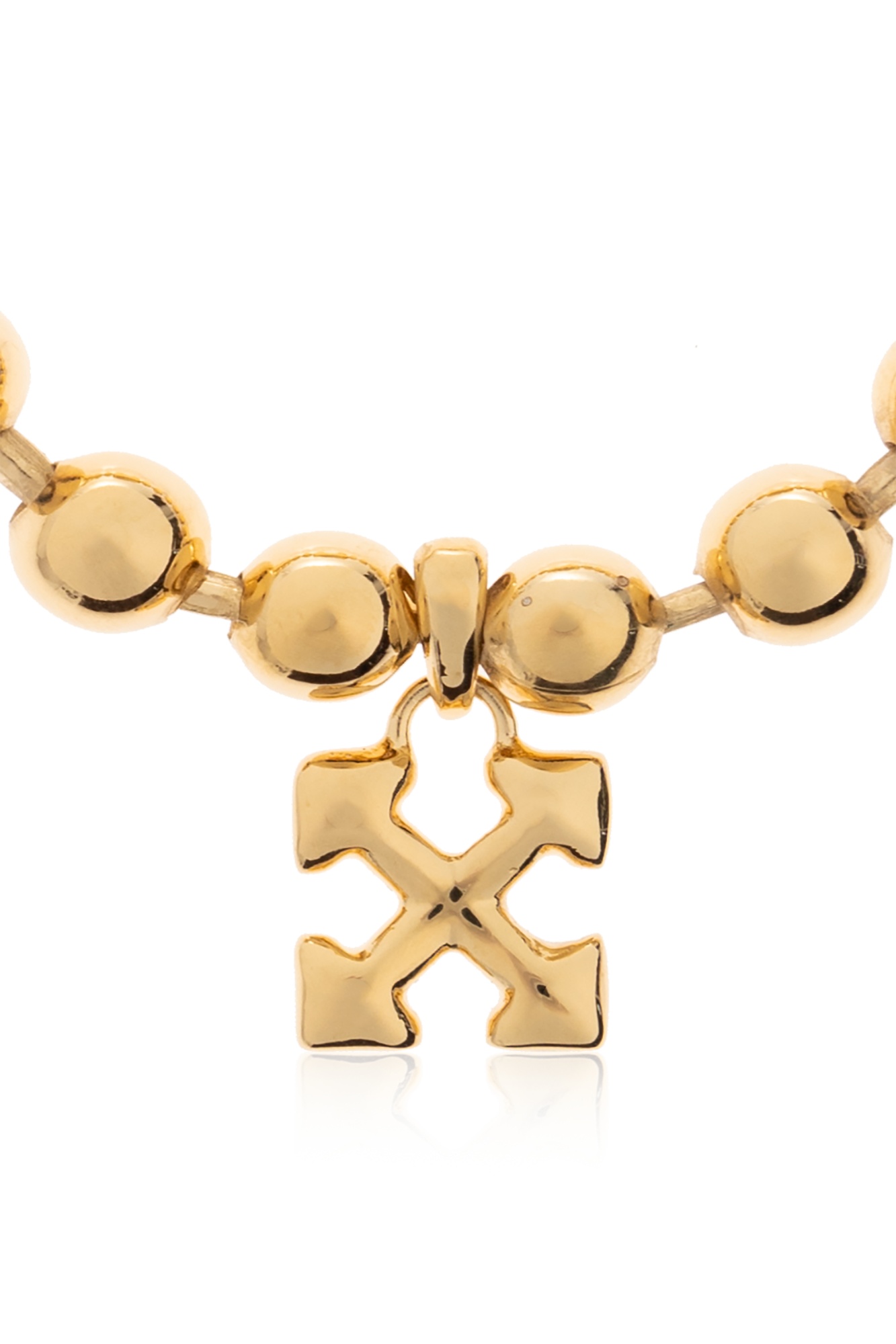 Off-white Arrows-charm Ball-chain Bracelet In Gold
