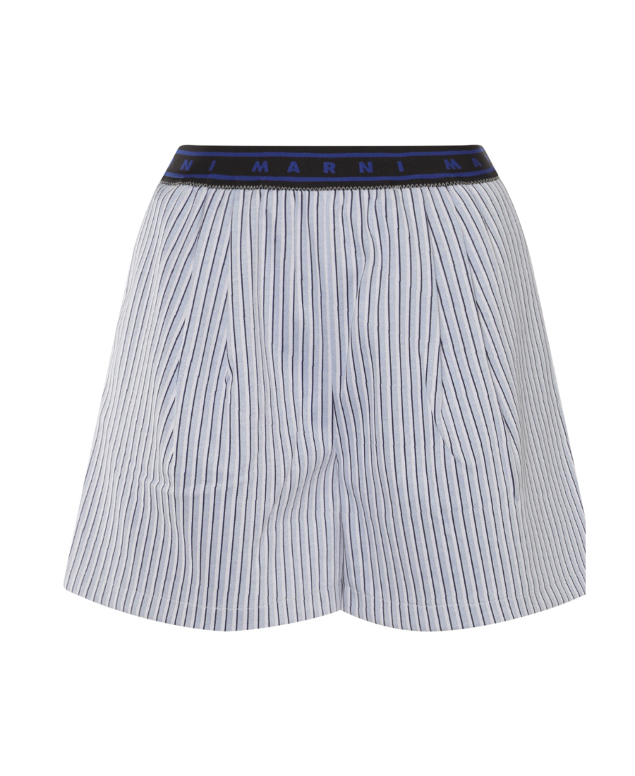 Marni Relaxed-fit Bermuda Shorts With Textured Stripe Pattern In Gray