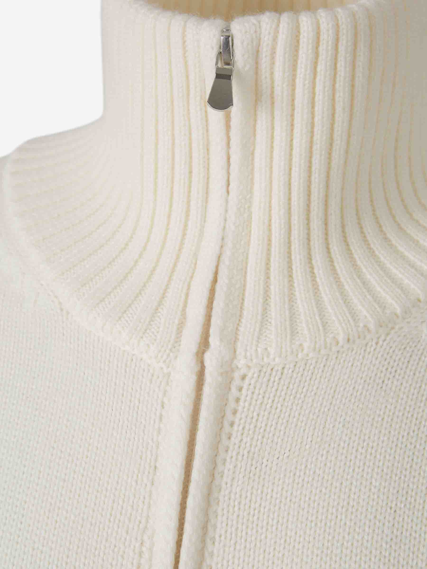 Gran Sasso High-neck Zip-up Cardigan In White