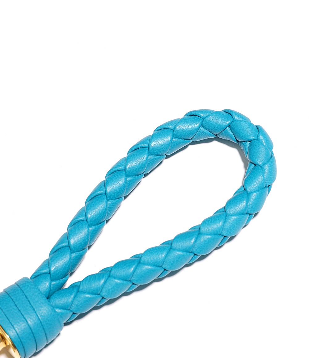 Bottega Veneta Logo Key Ring In Blue