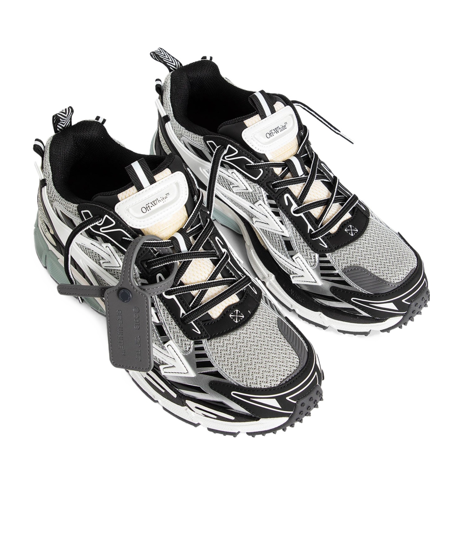 Off-white Ow Be Right Back Grey Low Top Sneakers With Zip-tie Detail In Mesh And Leather Man In White