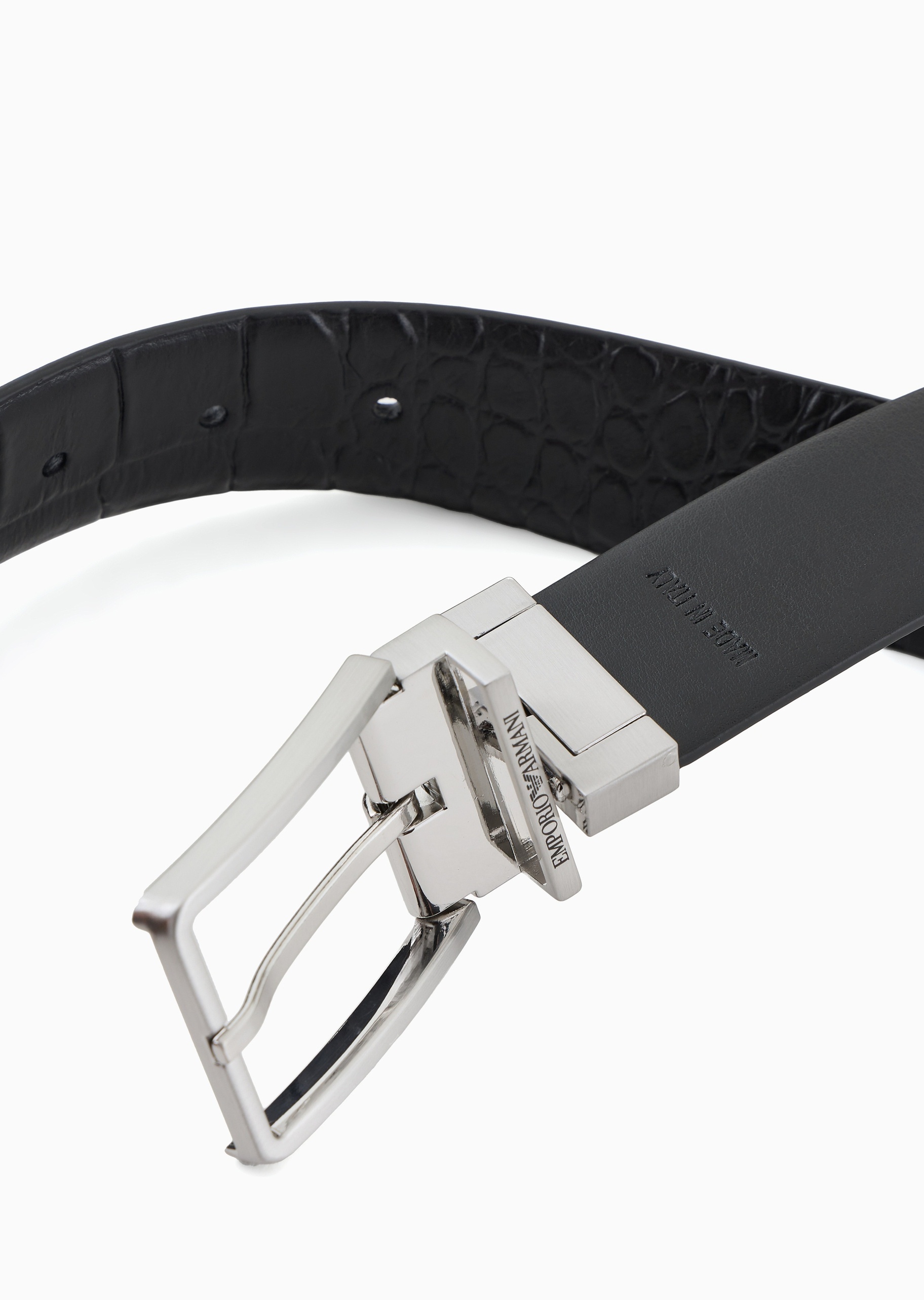 EMPORIO ARMANI EMBOSSED-CROCODILE LEATHER BELT