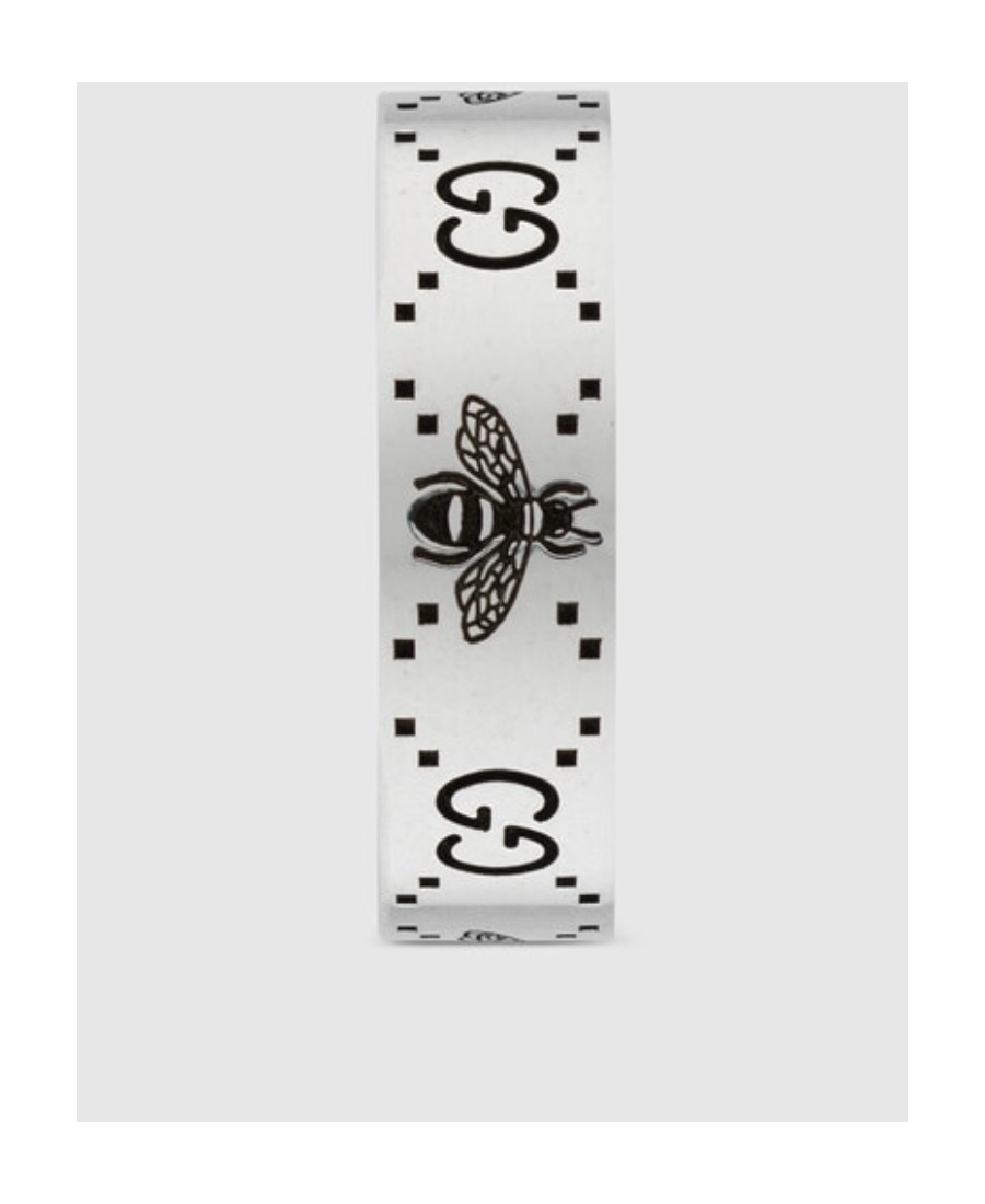 Gucci Gg And Bee Engraved Wide Ring