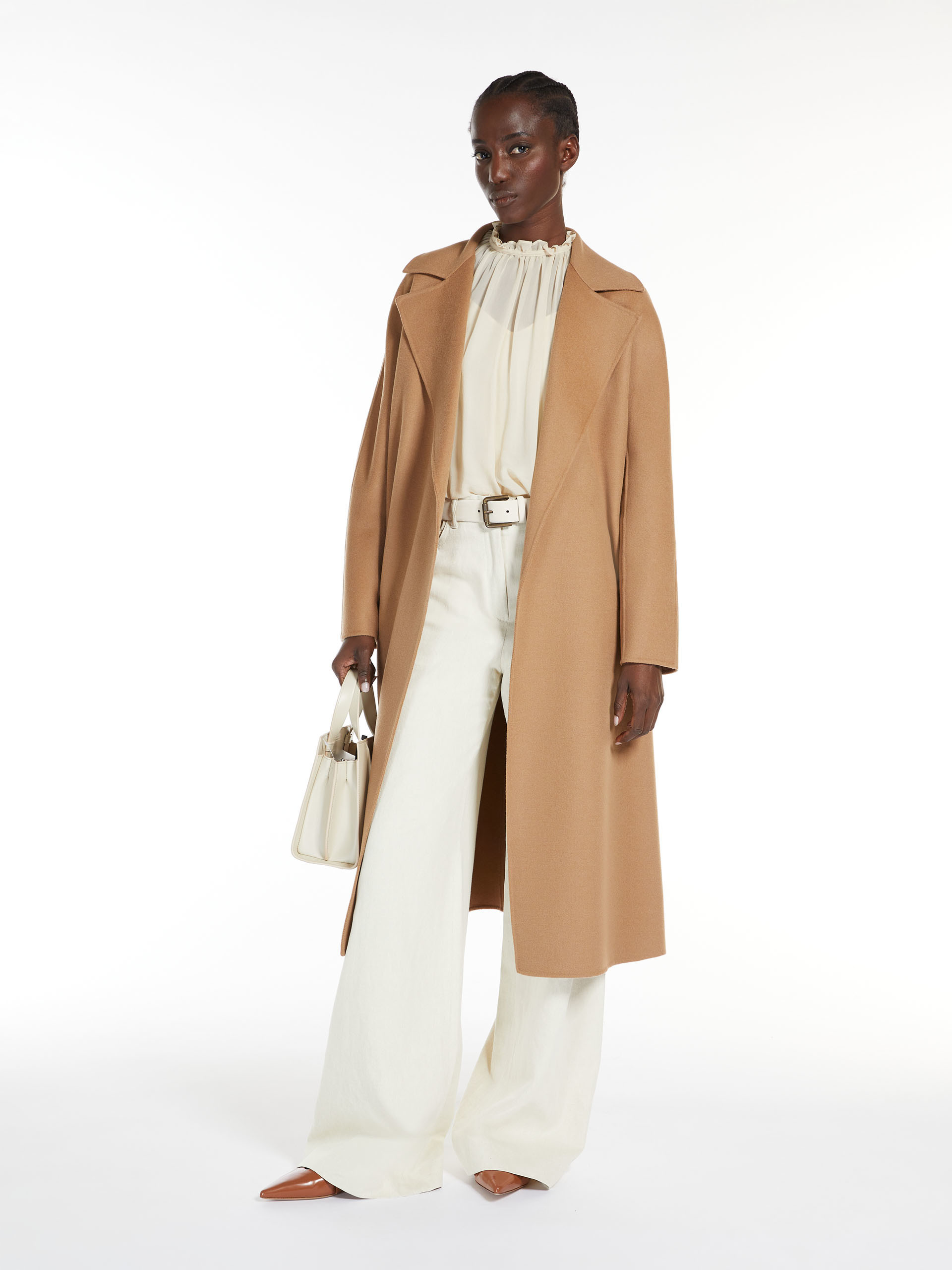 Shop Max Mara Cashmere And Wool Lace Coat In Brown
