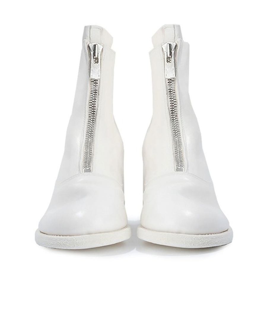 Guidi Front-zipped Fitted Boots In White