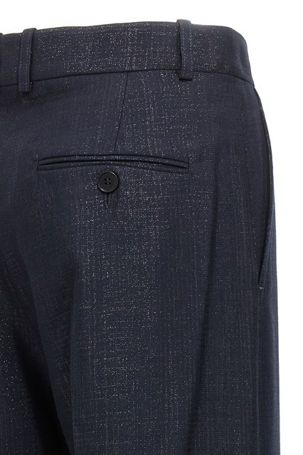 Stella Mccartney Shiny Wide Leg Trousers With Belt Loops In Black