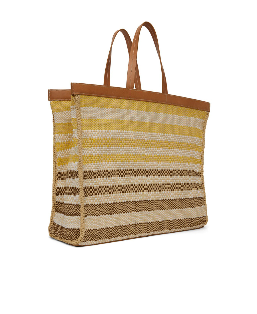 Jil Sander Striped Handbag In Brown