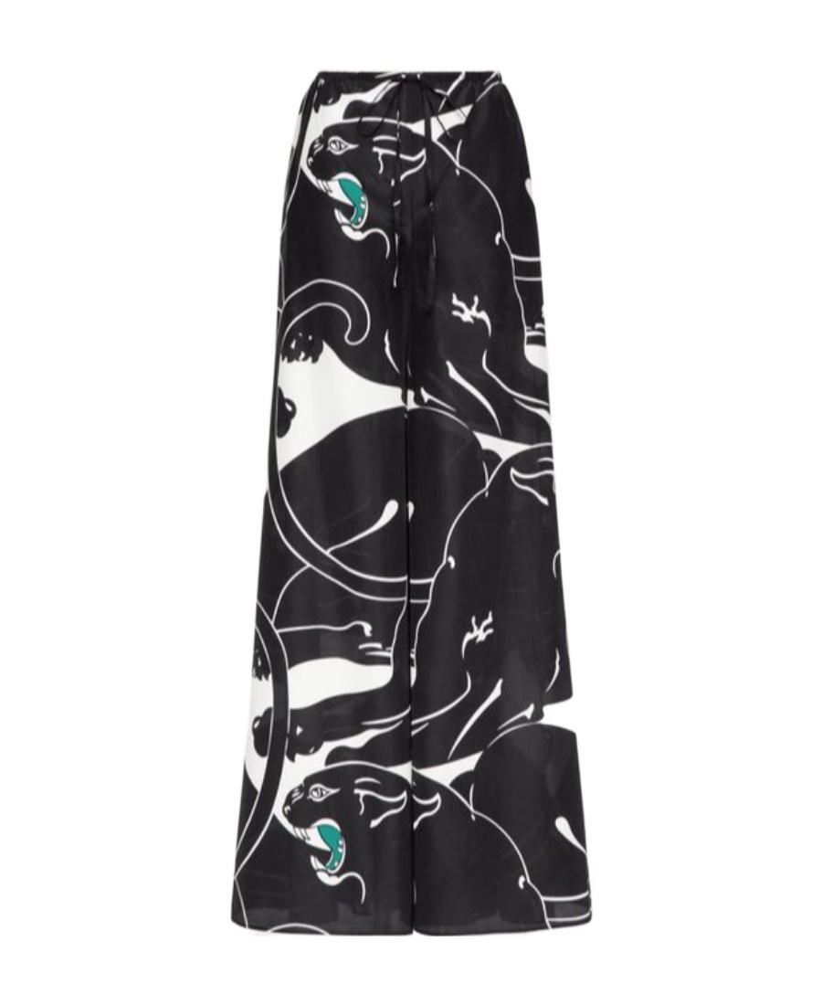 Valentino Poplin Leopard Print Casual Pants
