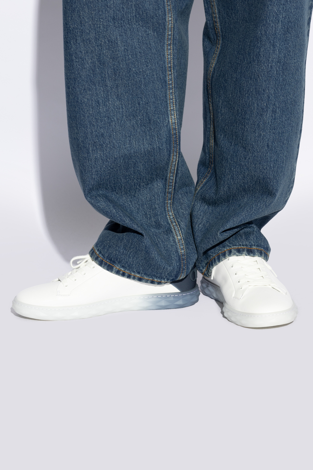 Jimmy Choo Leather Sneakers Diamond Light In White