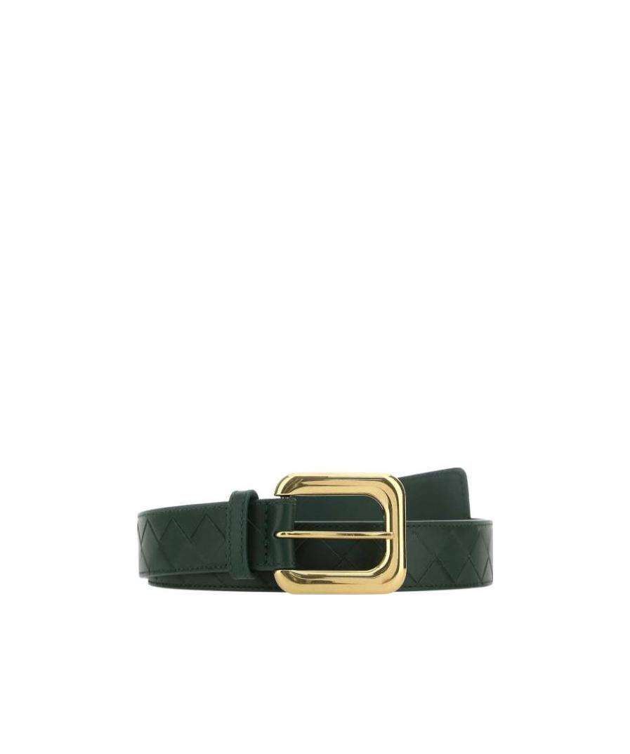 Bottega Veneta Bottle Green Leather Belt In Green