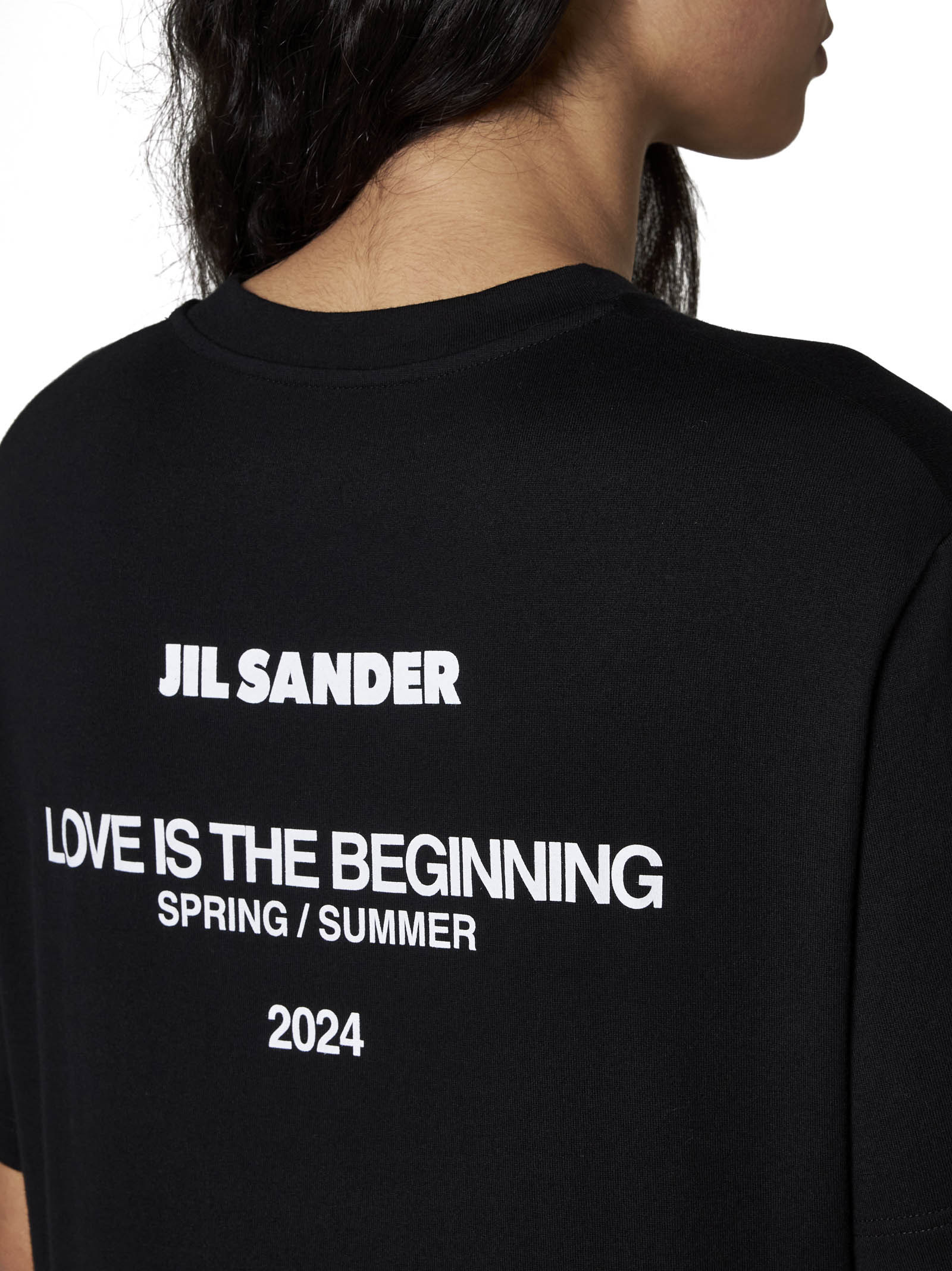 Jil Sander Back Logo Cotton T-shirt In Black