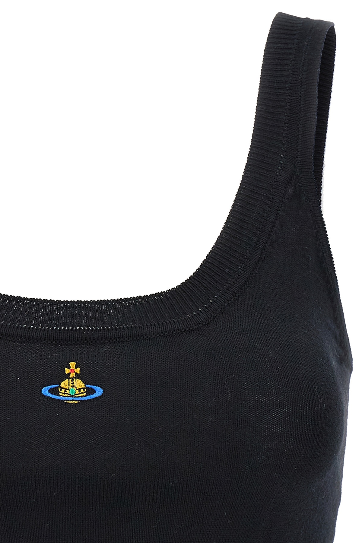 Vivienne Westwood Orb-embroidered Cotton Cropped Top In Black