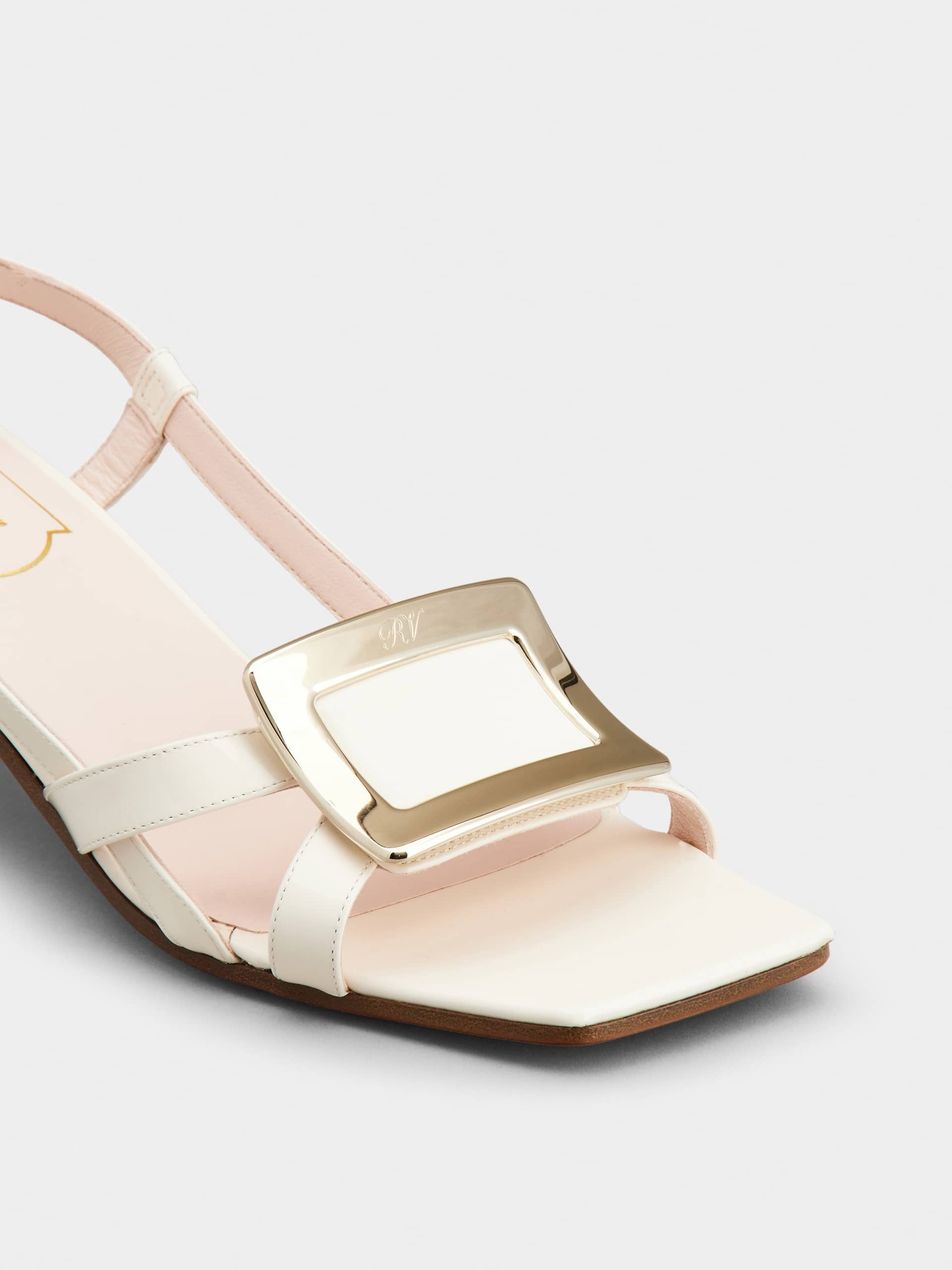 Roger Vivier Belle Vivier 75 Metal Buckle Sandals In Nappa Leather In Nude