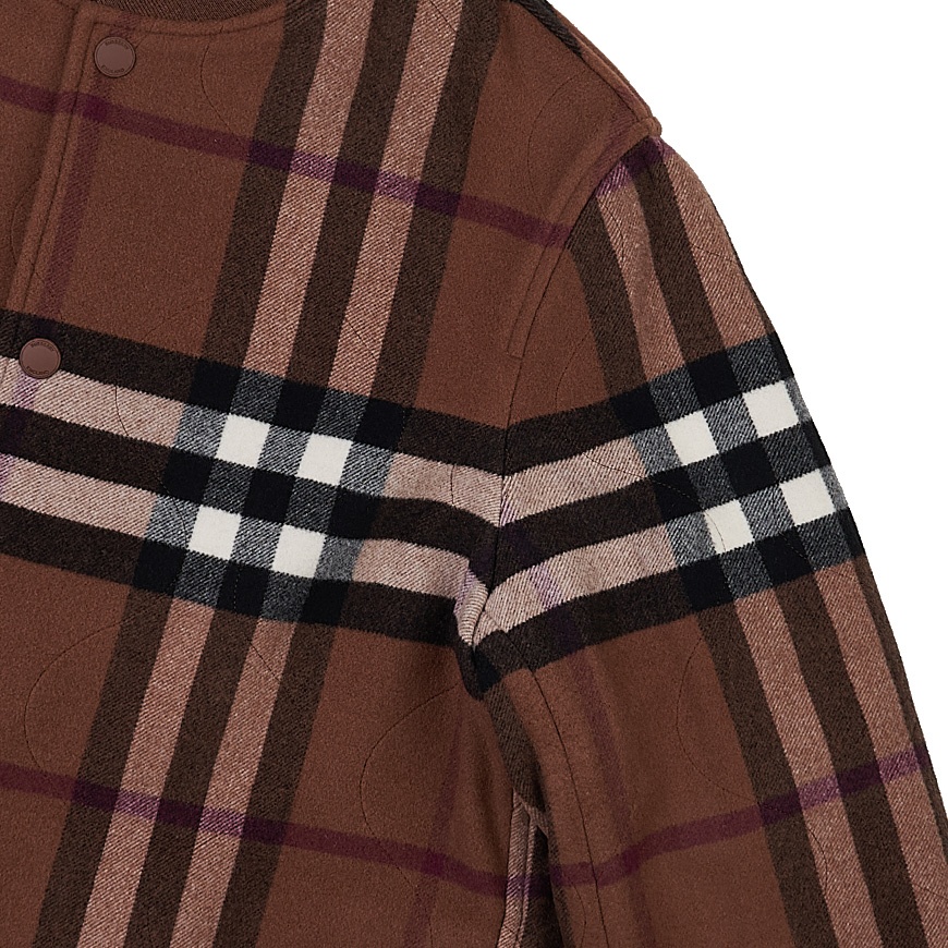 BURBERRY CHECK-PATTERN WOOL BOMBER JACKET