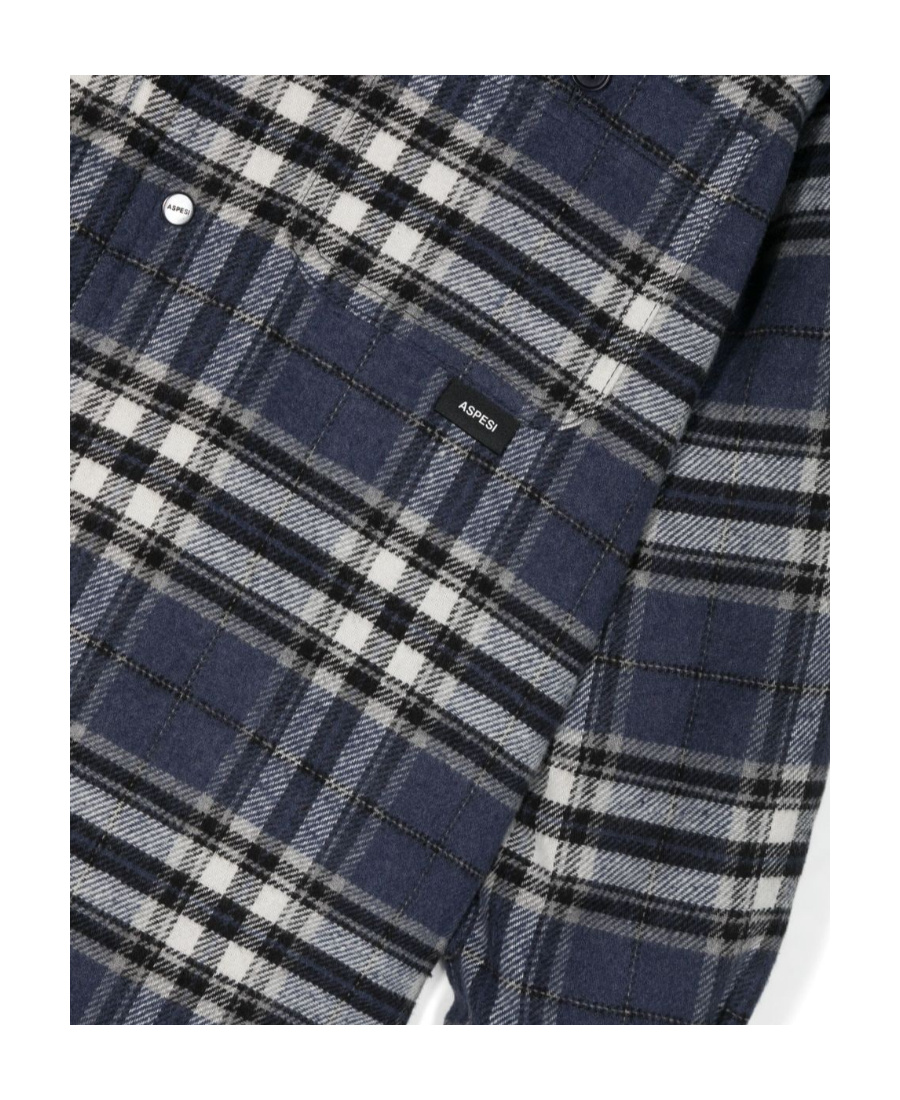 Aspesi Check-print Flannel Shirt In Black