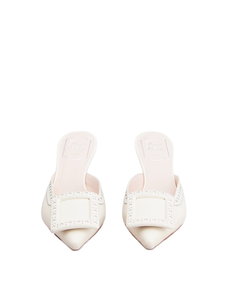 Roger Vivier Viv' In The City Mules In Leather In Off-white