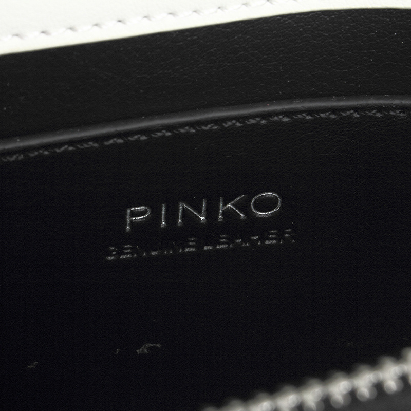 Pinko Logo Details Shoulder Bag In White