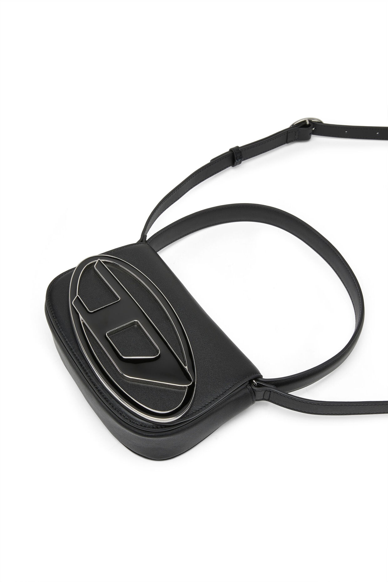 Diesel Mini Shoulder Bag In Soft Nappa Leather With Logo Detail In Black