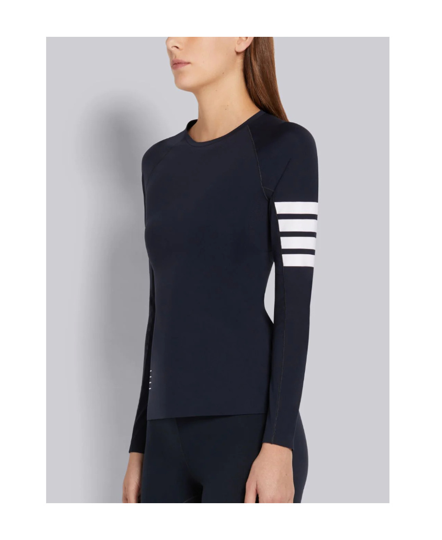 Thom Browne 4-bar Compression Long Sleeve Top In Black