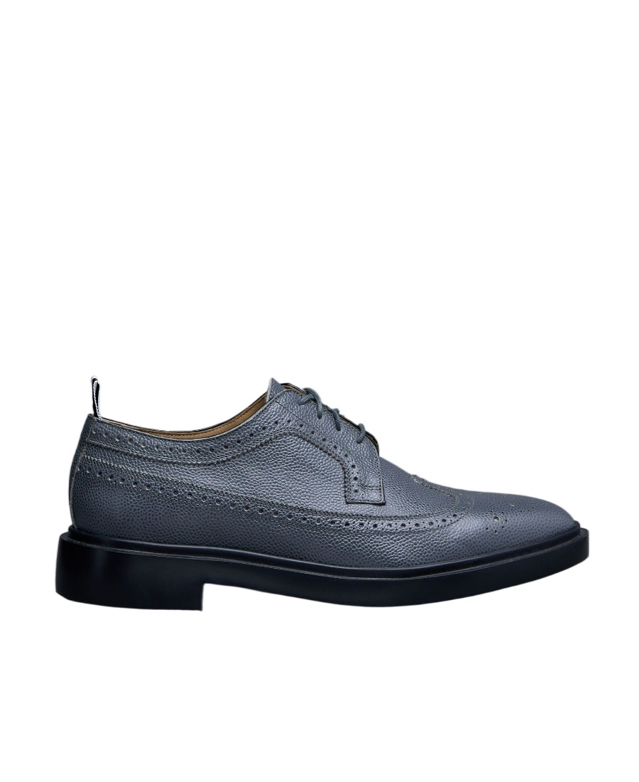 Thom Browne Almond-toe Leather Brogues In Gray