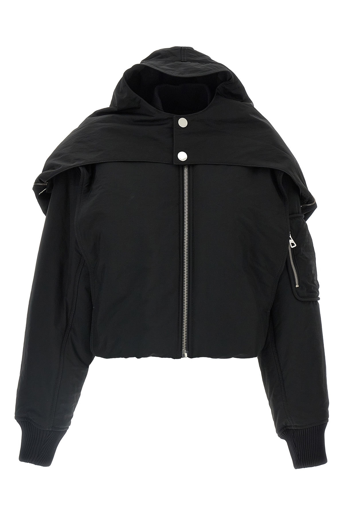 Jean Paul Gaultier Cropped Bomber With Hidden Hood Detail In Black