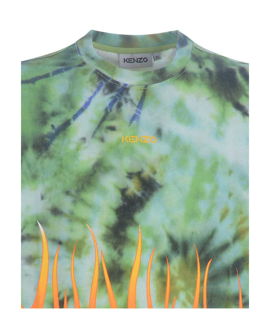 Kenzo Tie-dye Print T-shirt In Green