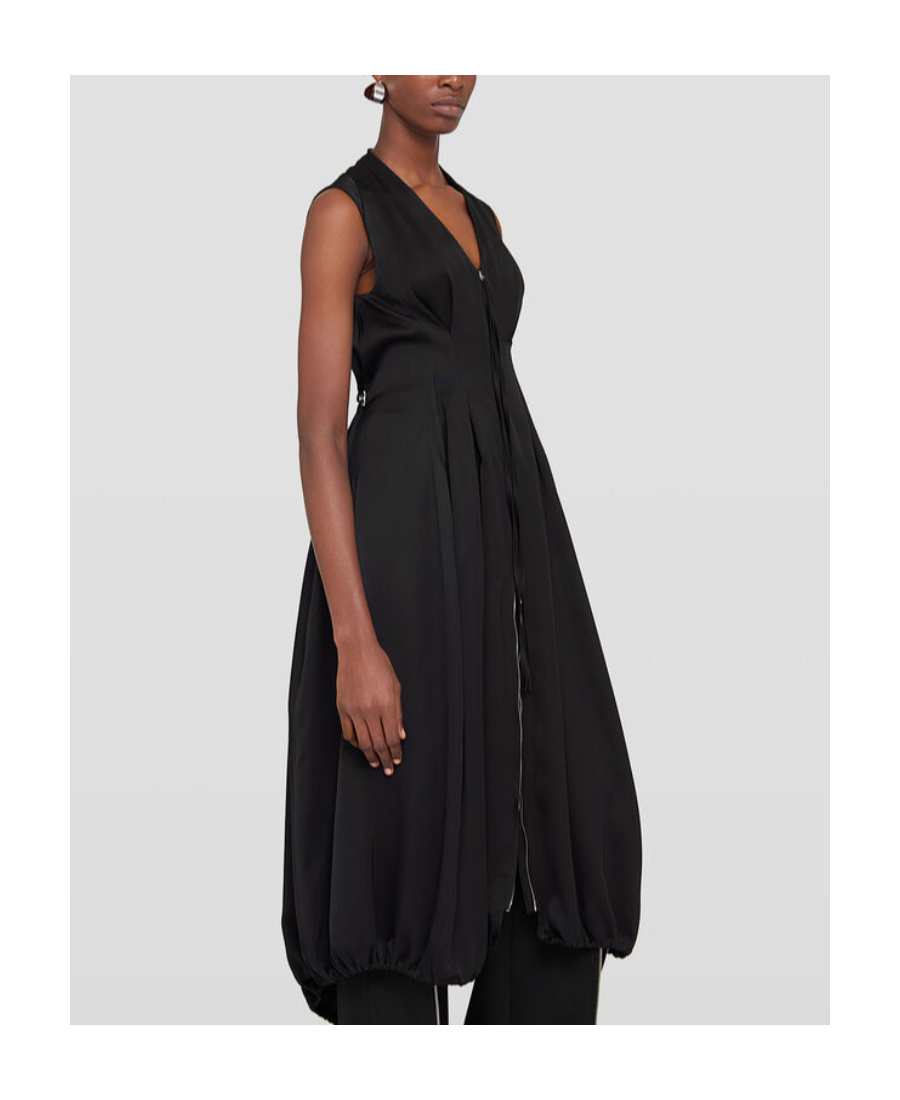 Jil Sander Pleated Fitted Dress In Black