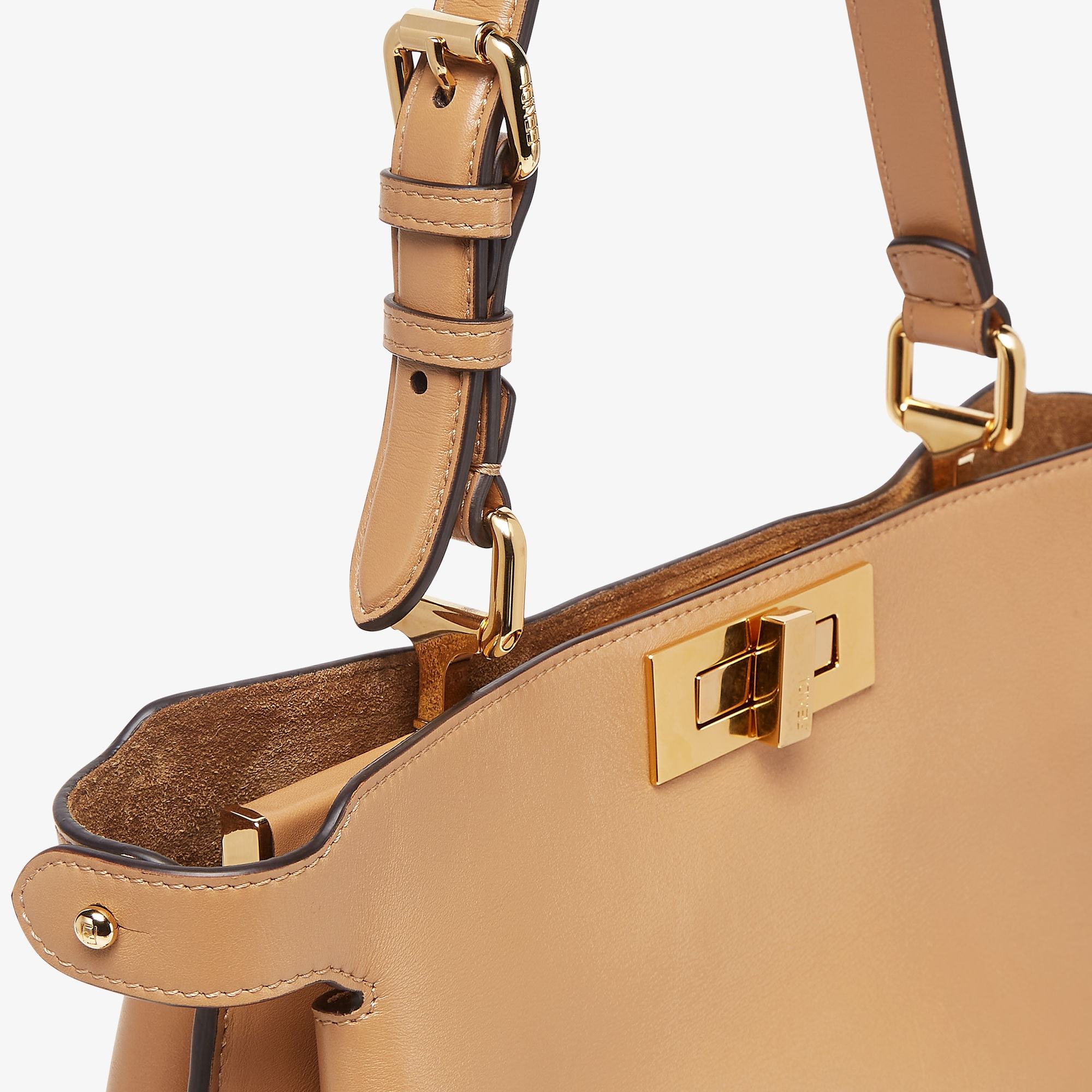 Fendi Signature Medium Peekaboo Soft Bag In Cappuccino Color