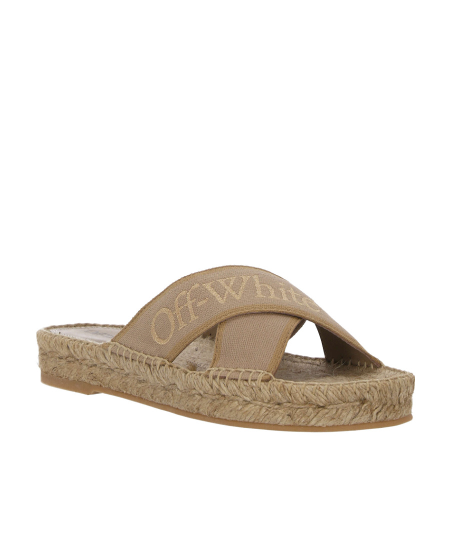 Shop Off-white Bookish Criss Cross Espadrill Beige Off In Nude