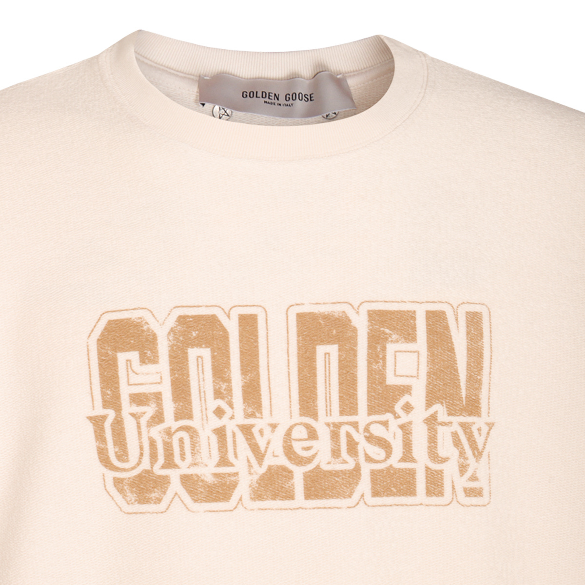 Golden Goose Ivory Cotton Sweatshirt With Contrasting Logo In Gray