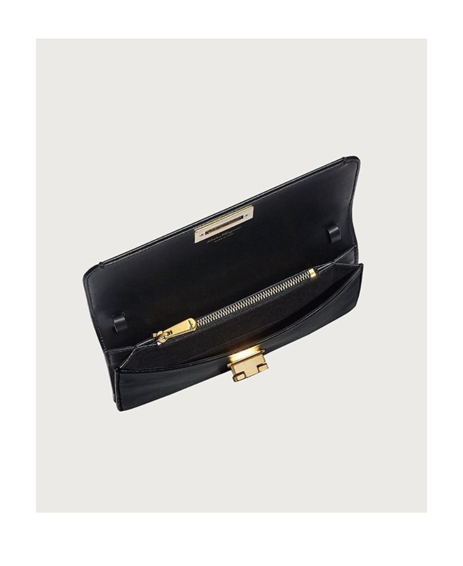 Ferragamo Gancini Mini Shoulder Bag In Black