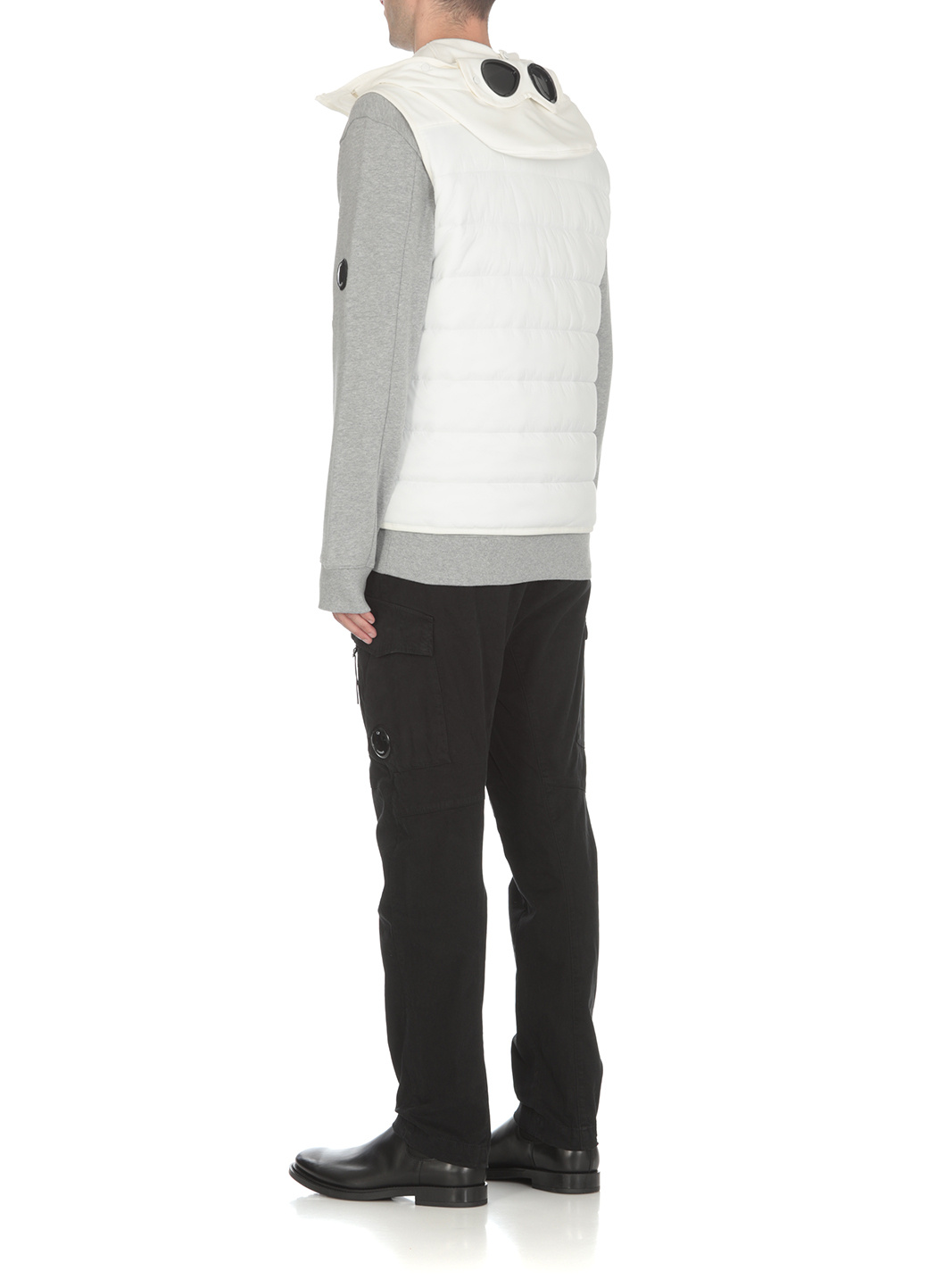 C.p. Company Stand-up Collar Hooded Gilet In White