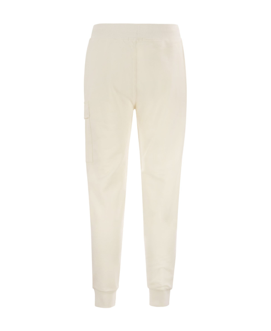 C.p. Company Diagonal Raised Fleece Lens Sweatpants In White