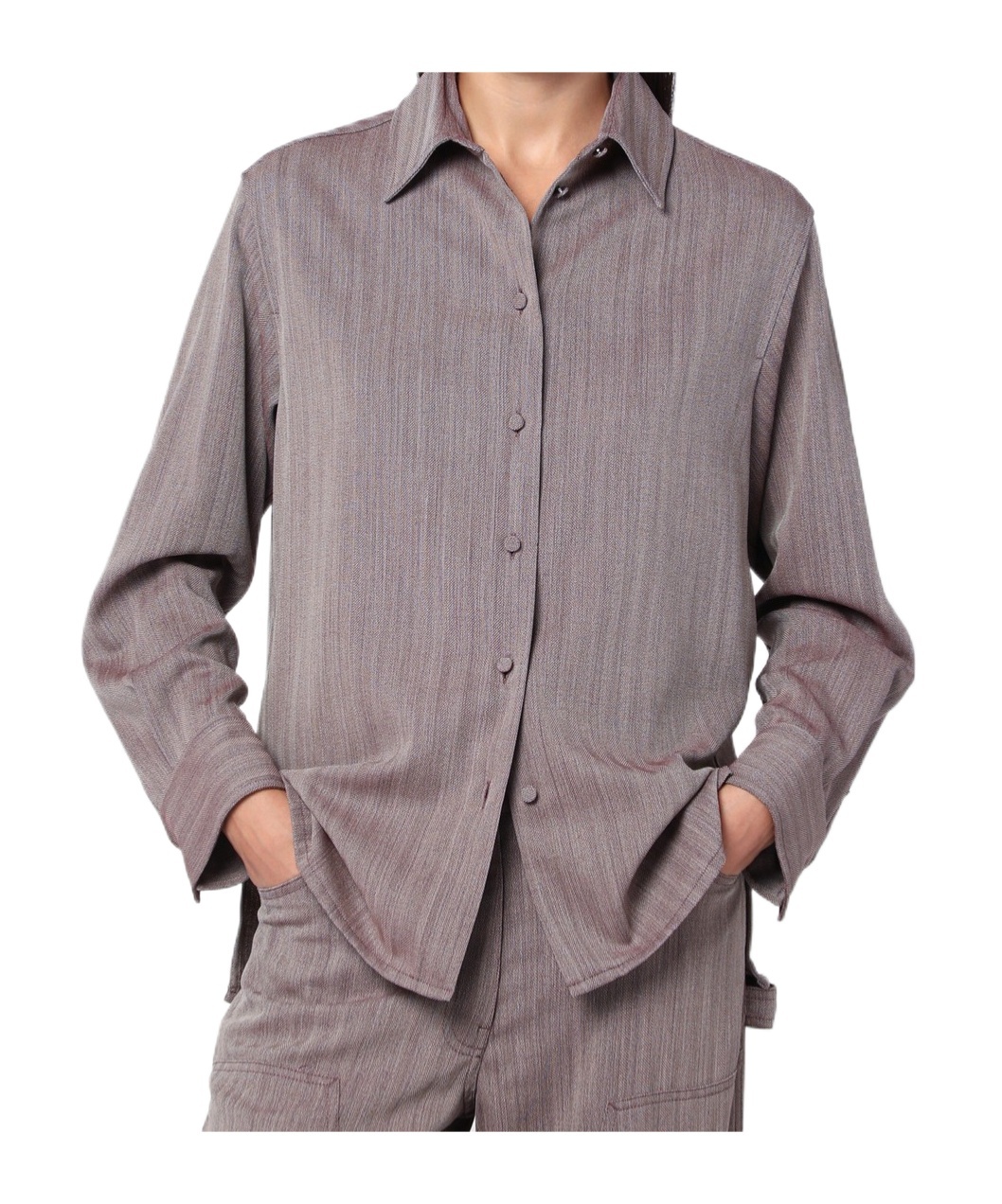 Golden Goose Garnet Shirt In Chevron Wool Blend Women In Brown
