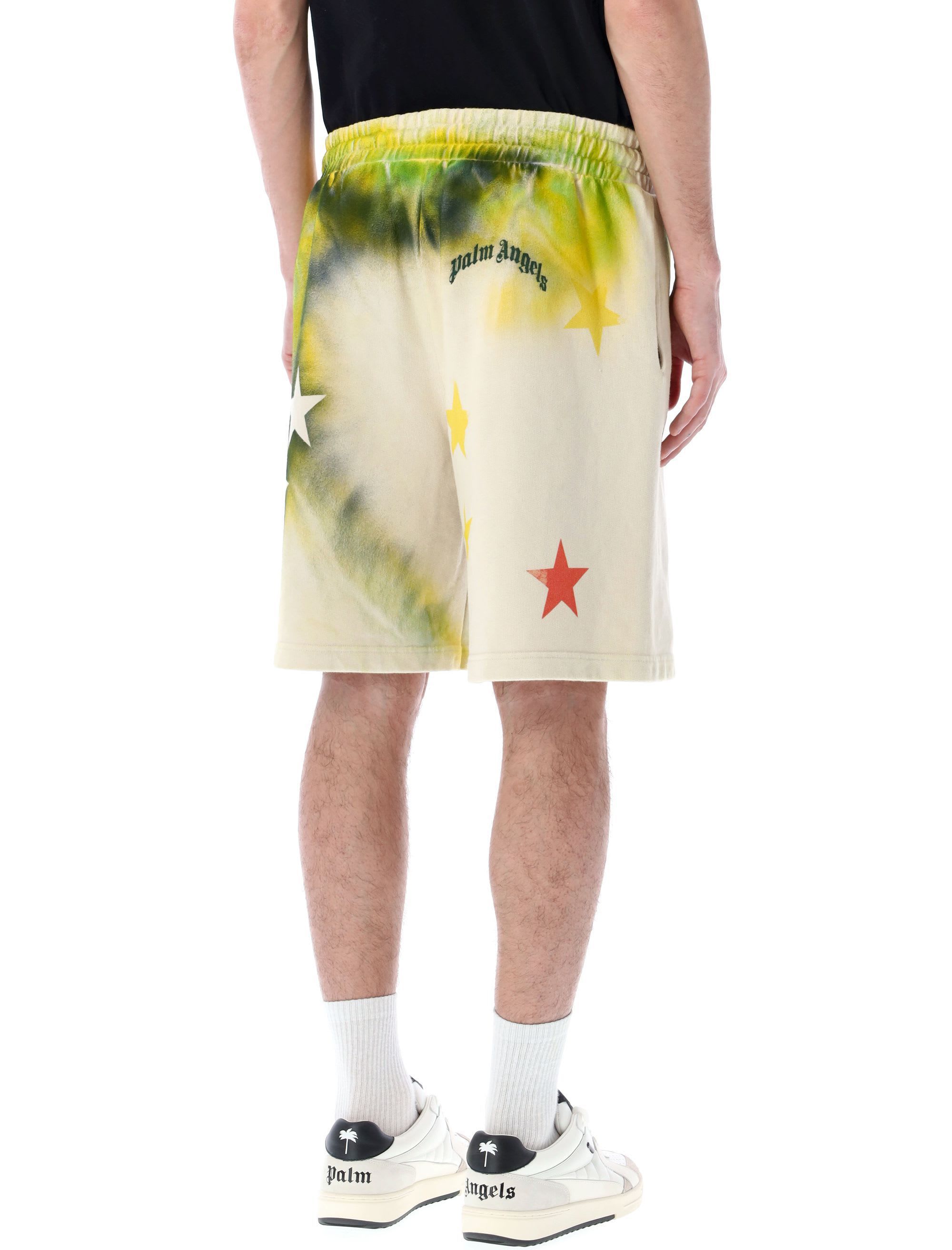 Palm Angels Star Sprayed Track Shorts In White