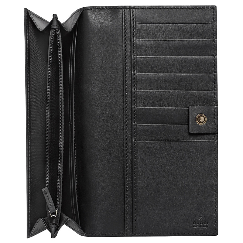 Shop Gucci Stitching Long Folding Wallets In Black