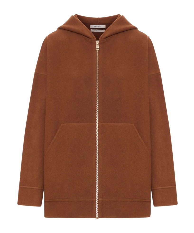 Max Mara Long-sleeved Sweatshirt Jacket In Brown