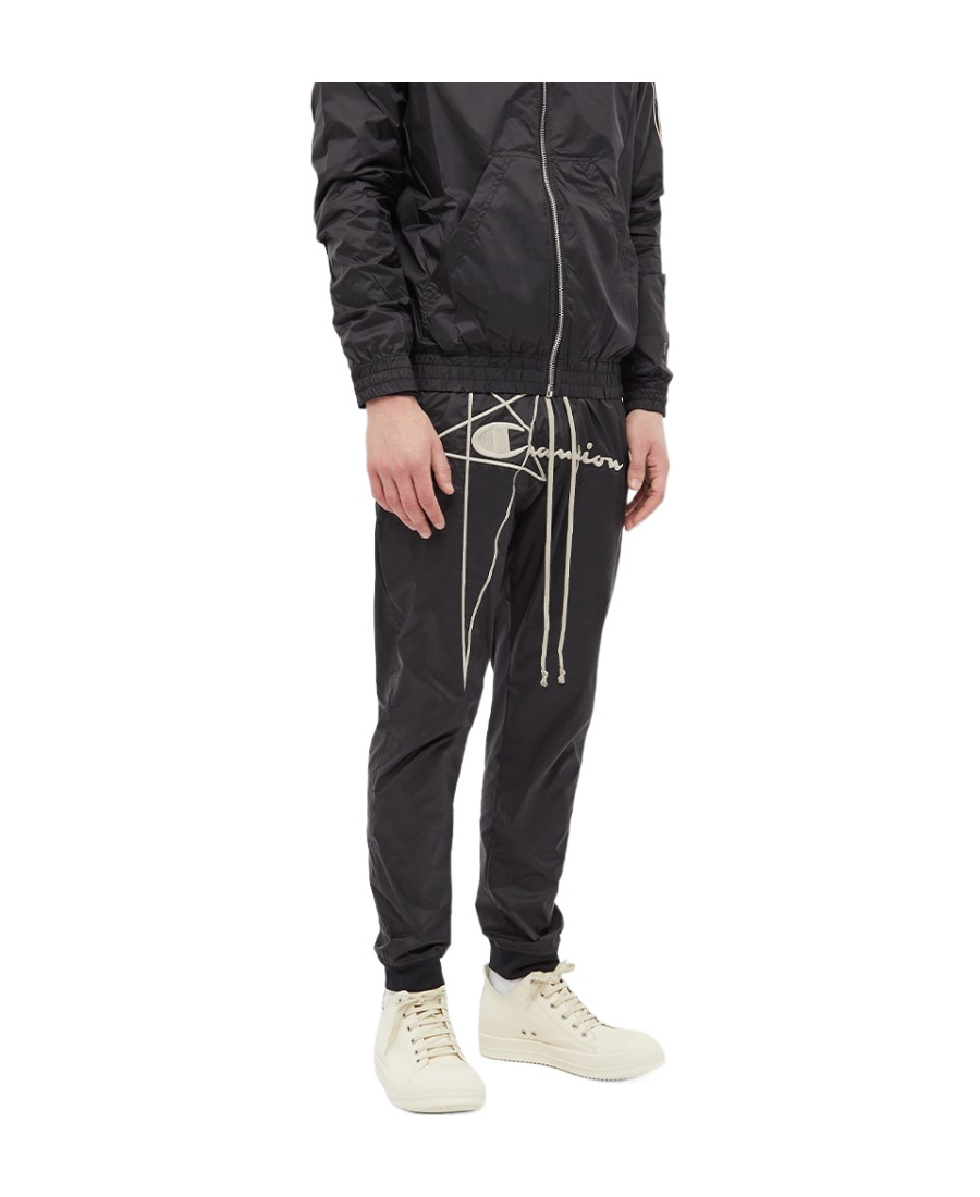 Rick Owens Embroidered Logo Joggers In Black