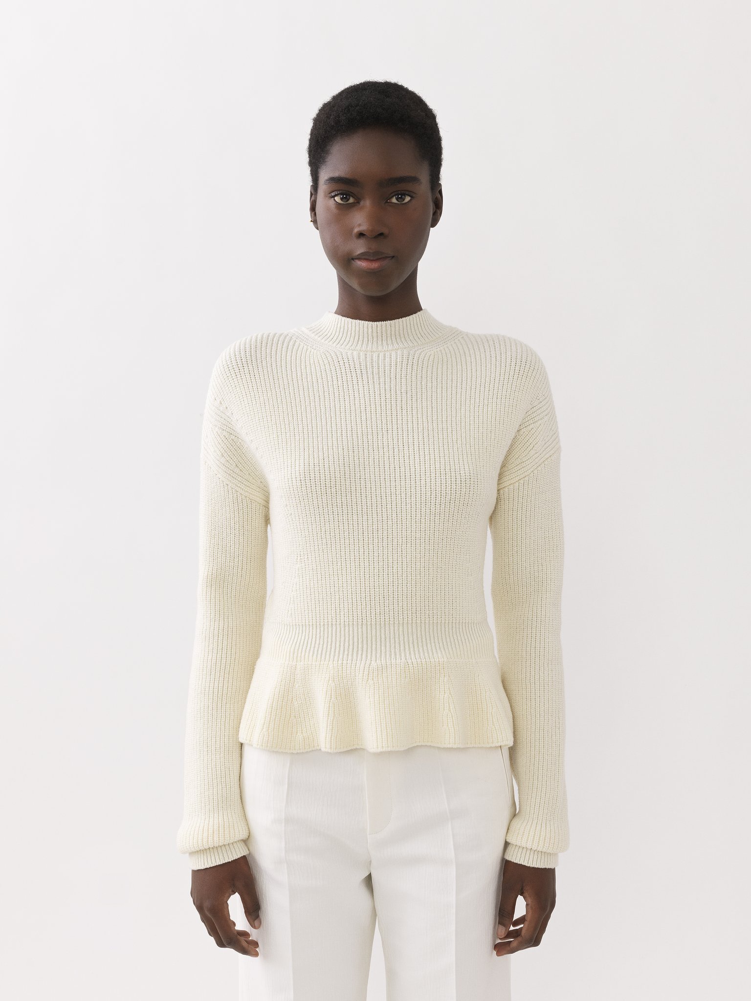 CHLOÉ PEPLUM RIBBED-KNIT JUMPER