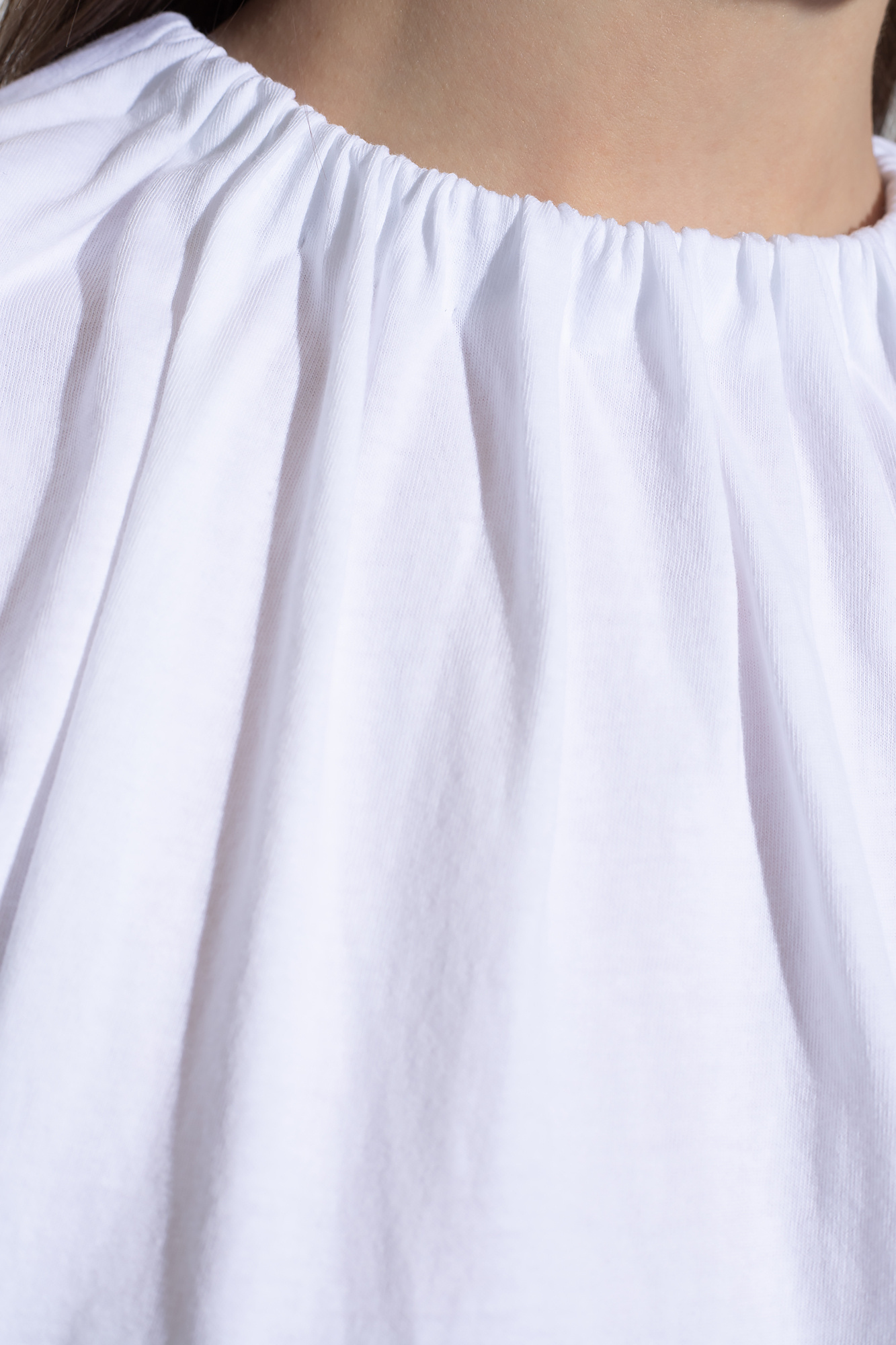 Mm6 Maison Margiela Gathered-detail Cotton Tank Top In White