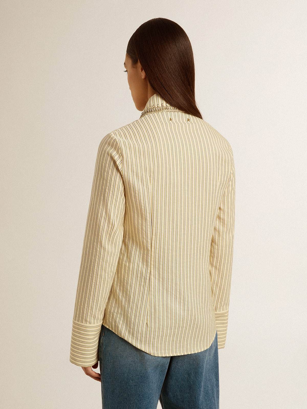 Golden Goose Crystal-embellished Striped Shirt In Nude