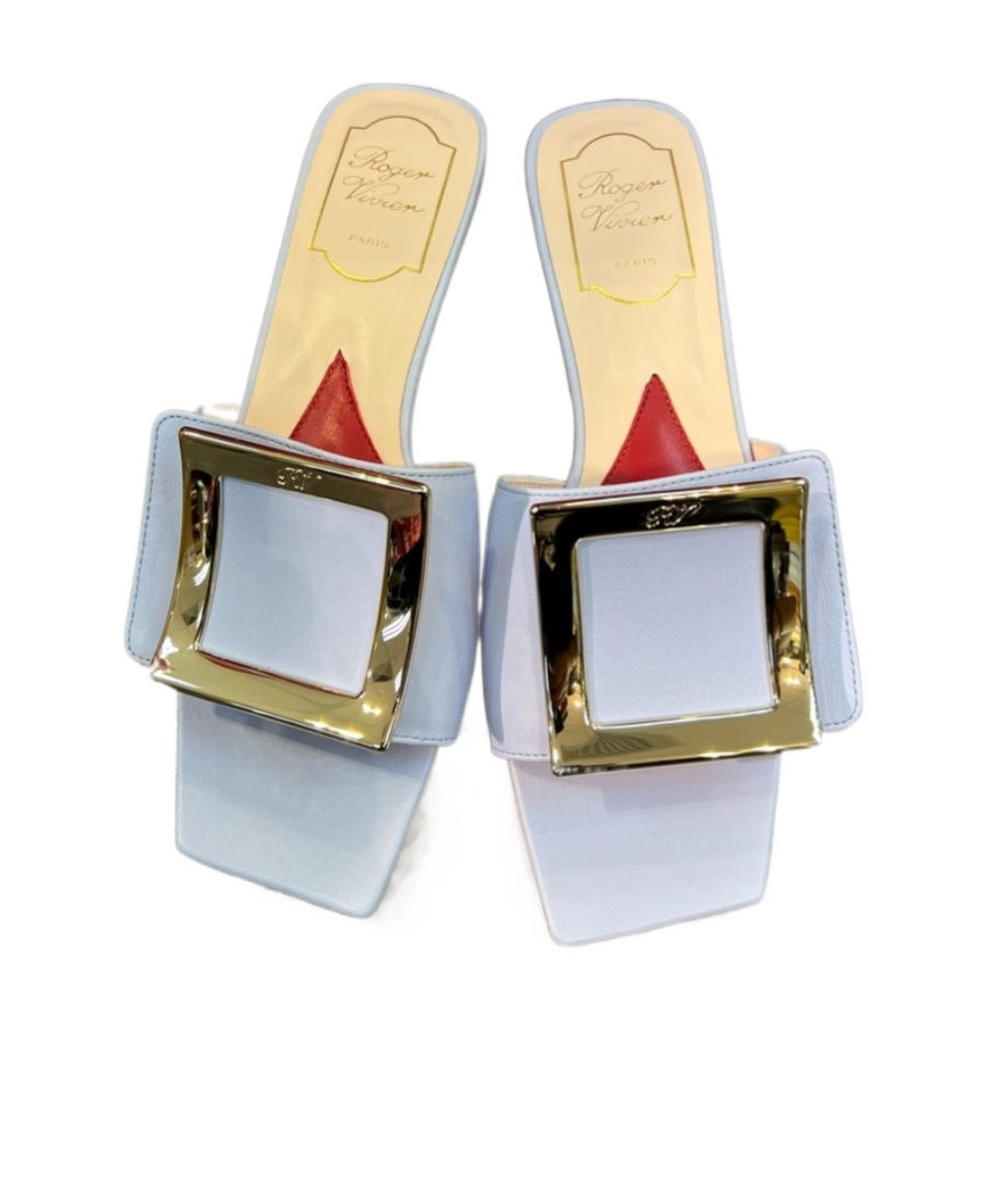 Roger Vivier Square-headed Sandals In Gray