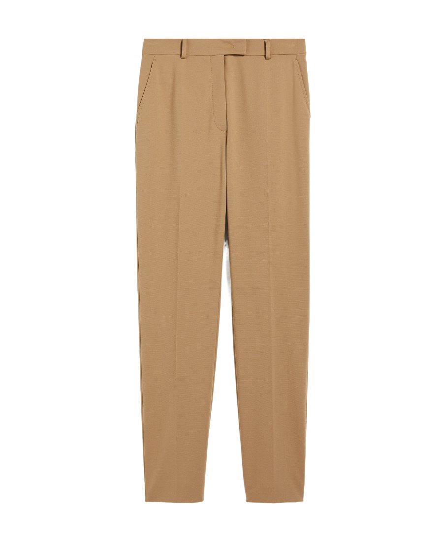 Max Mara Slim-fit Stretch-wool Trousers With Double Pleats In Brown