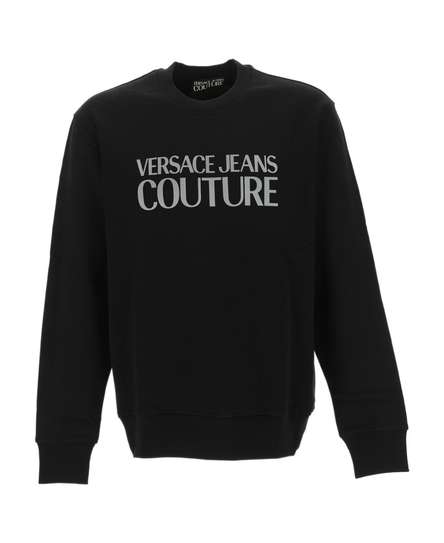 Versace Jeans Logo-print Crew Neck Sweatshirt In Black